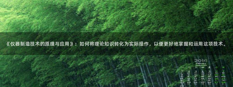 门徒娱乐下载手机版安装：《仪器制造技术的原理与应用》：如何将
